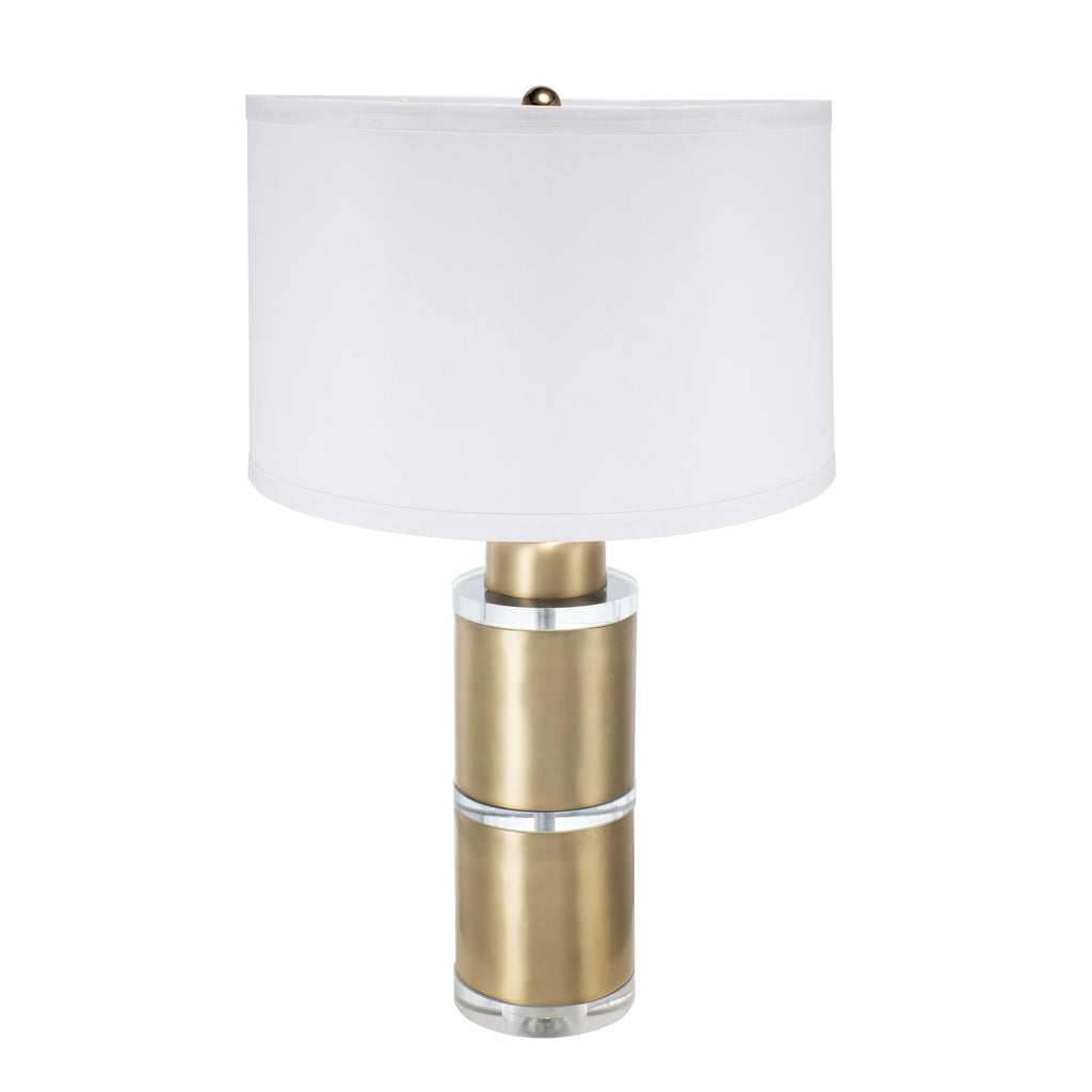 D15x25.5" Gold and White Cylinder Table Lamp with Drum