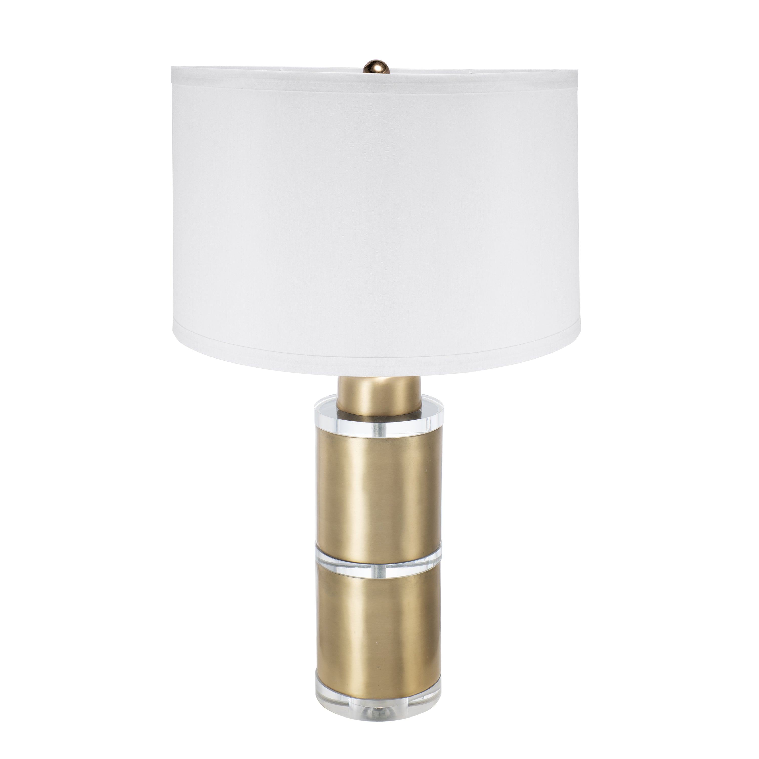 D15x25.5" Gold and White Cylinder Table Lamp with Drum
