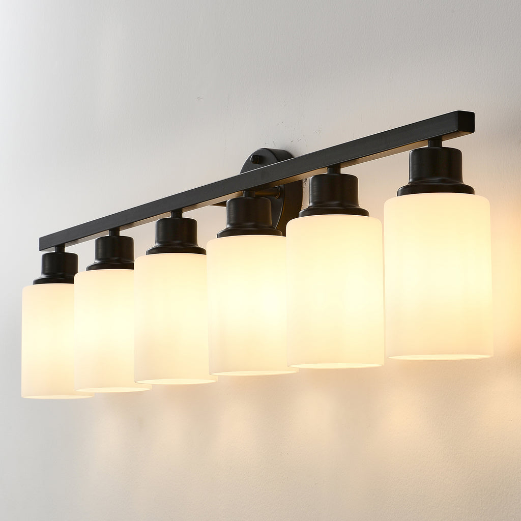 6-Light Matte Black Wall Lamps with White Light Fixture