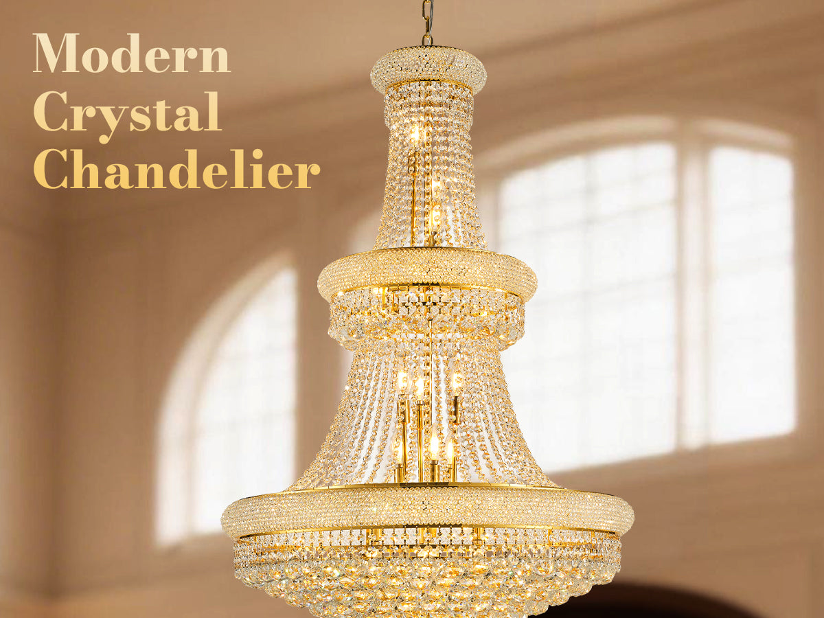 32-Inch Gold Crystal Chandelier