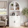 Arched Pantry Cabinet with Coffee Bar & Charging Station, 75", White