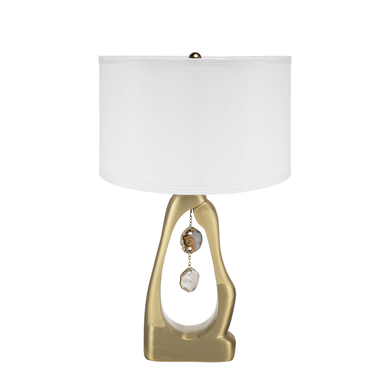D16x27.5" Gold Geode Shaped Table Lamp with White Drum