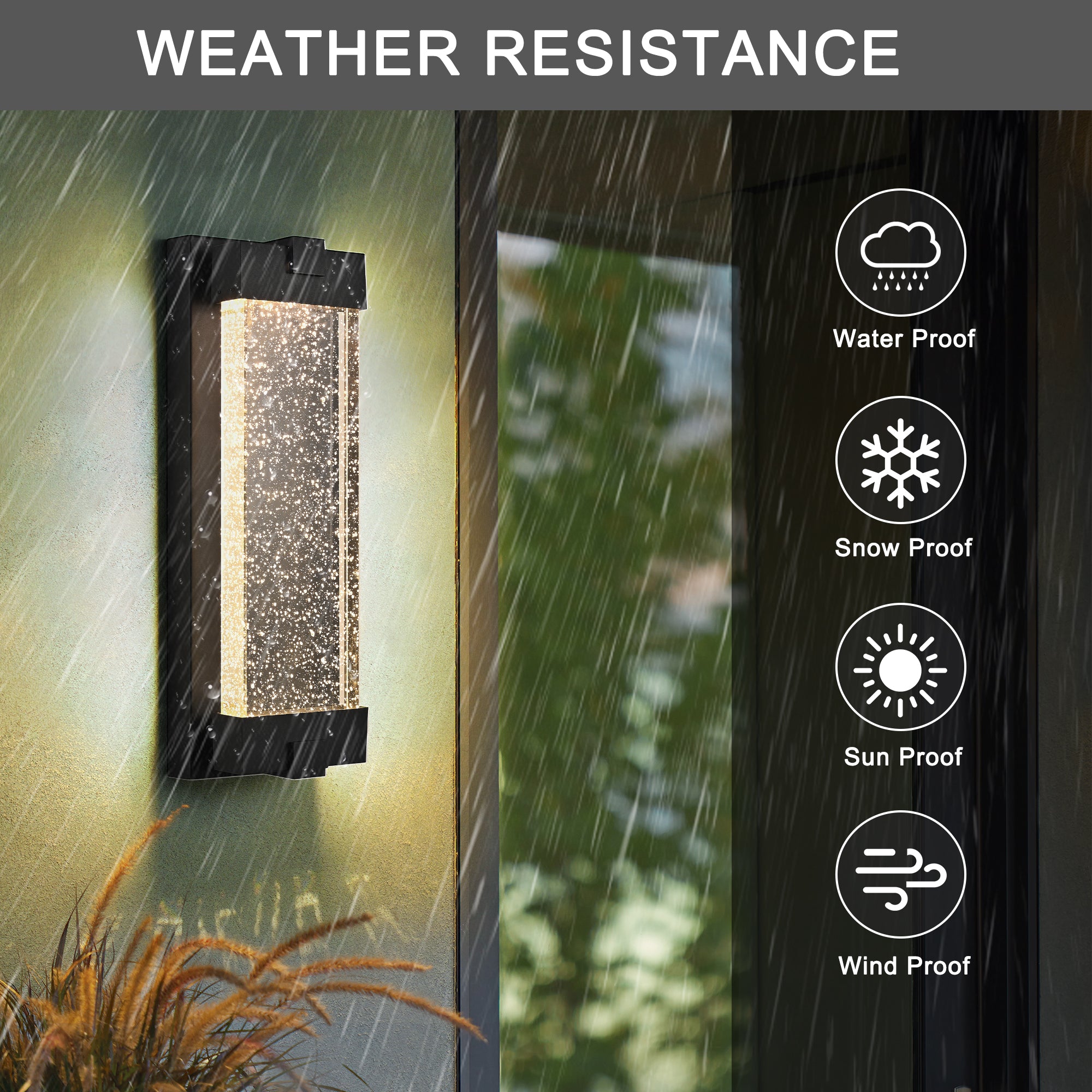 19"(H) Black Aluminum Finish Outdoor Wall Light Fixture