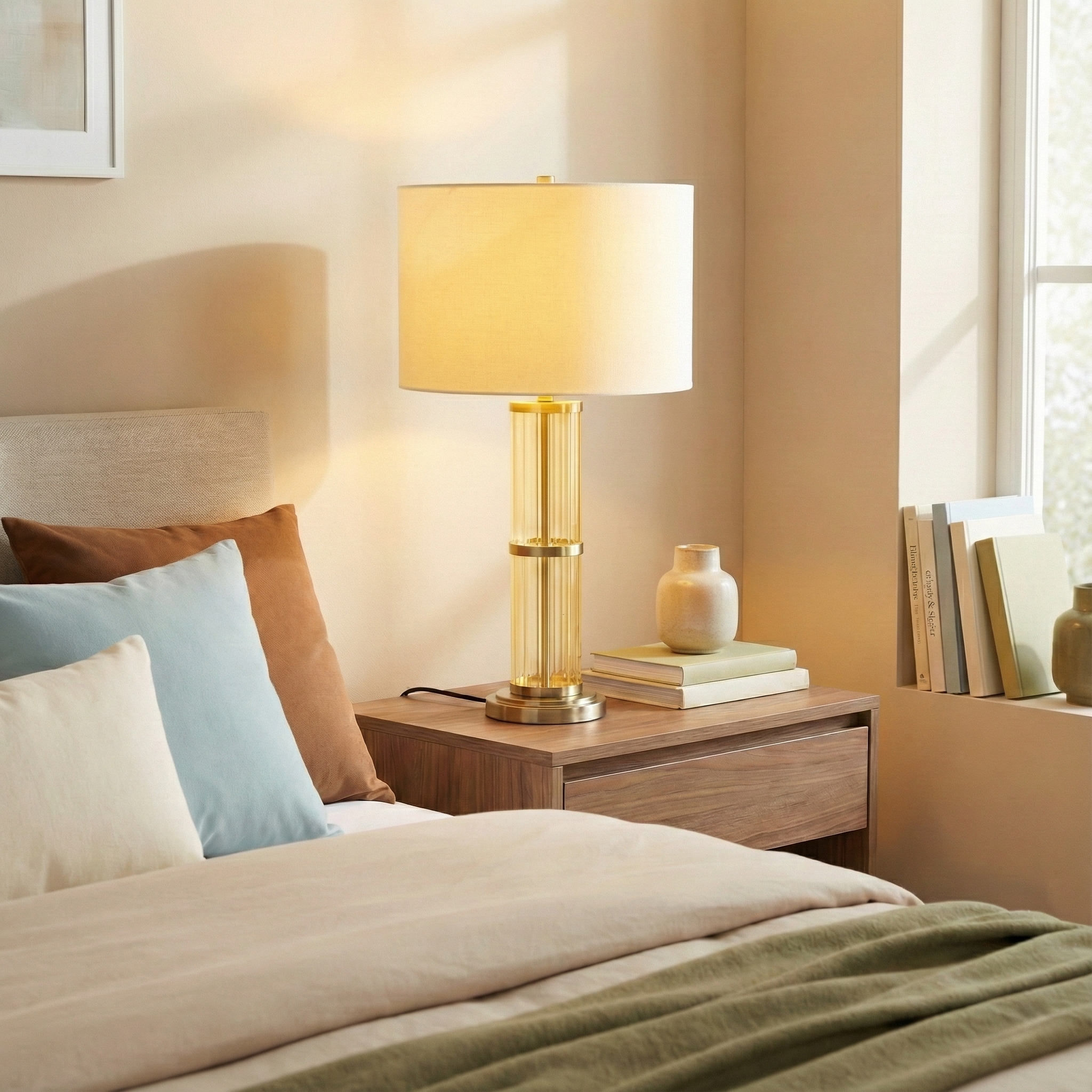 Echo Brushed Nickel Table Lamp with On/Off Switch Clear
