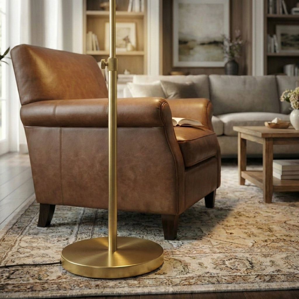 Verve Brassed Gold Floor Lamp with On/Off Switch