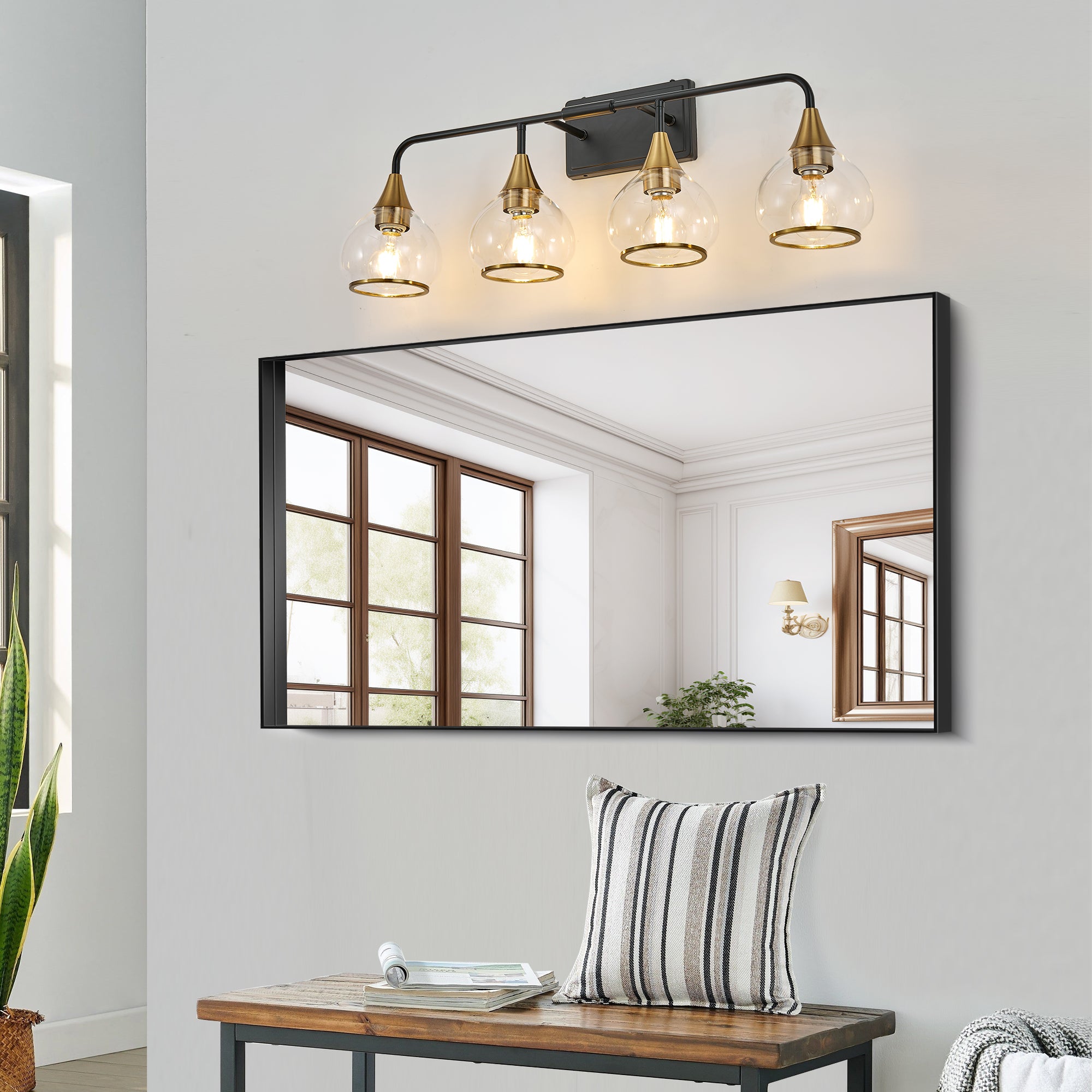 31" Modern 4-Light Vanity Wall Sconce - Black Light Fixture