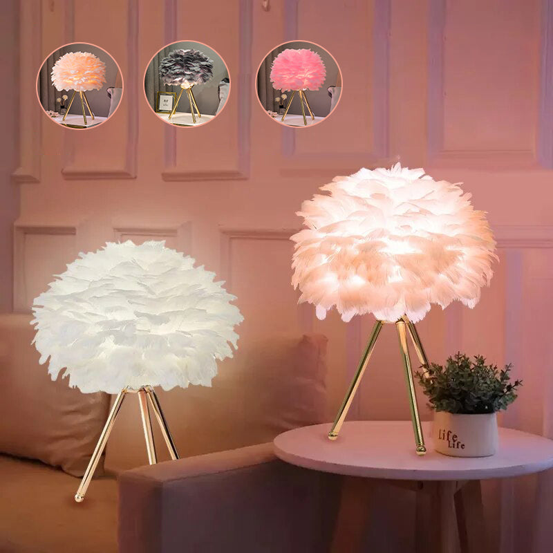 Feather Table Lamp for Bedroom