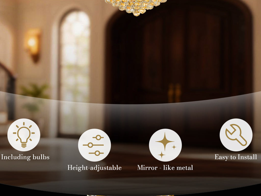 32-Inch Gold Crystal Chandelier