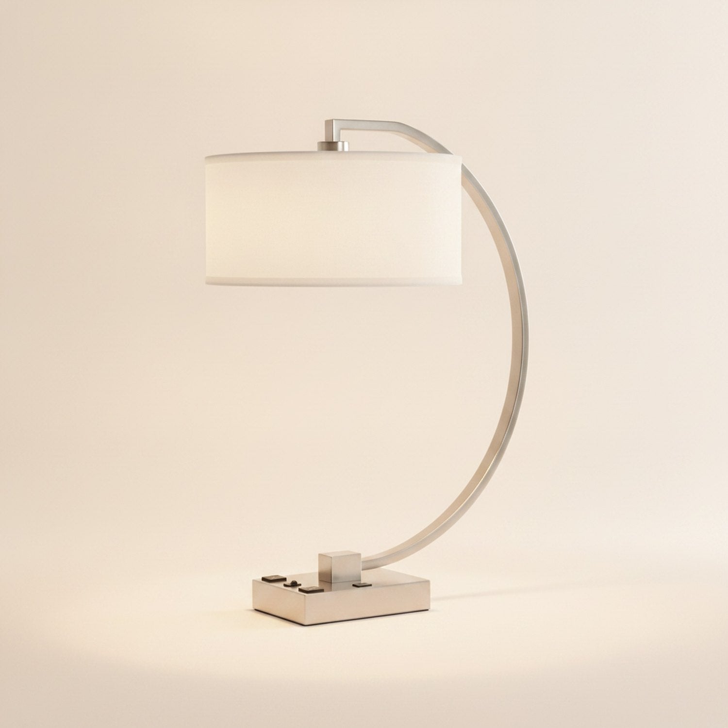 26" Nickel Metal Lantern Desk USB Table Lamp With White Shade - hero