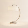26" Nickel Metal Lantern Desk USB Table Lamp With White Shade