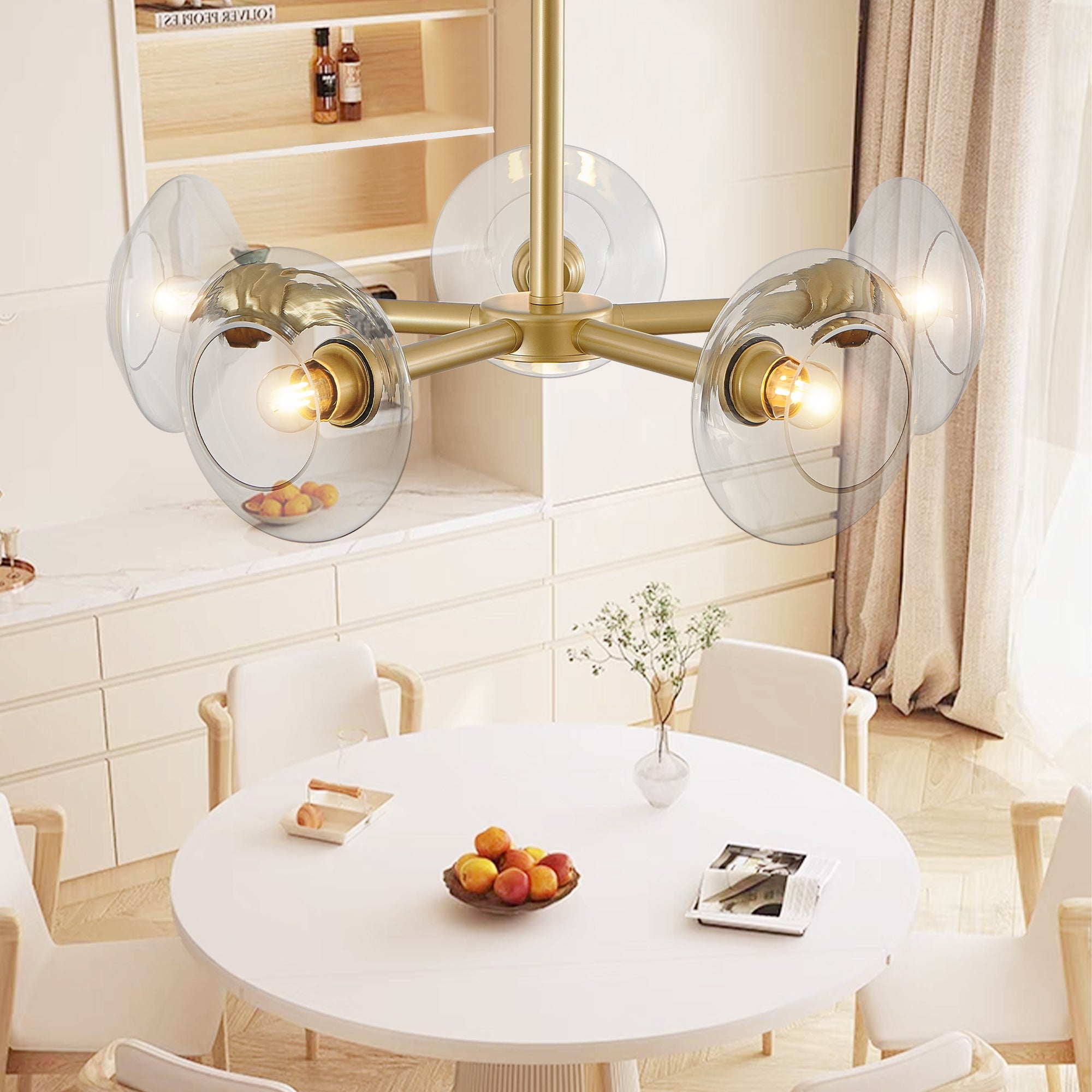 26" Modern Gold 5-Light Sputnik Chandelier with Clear