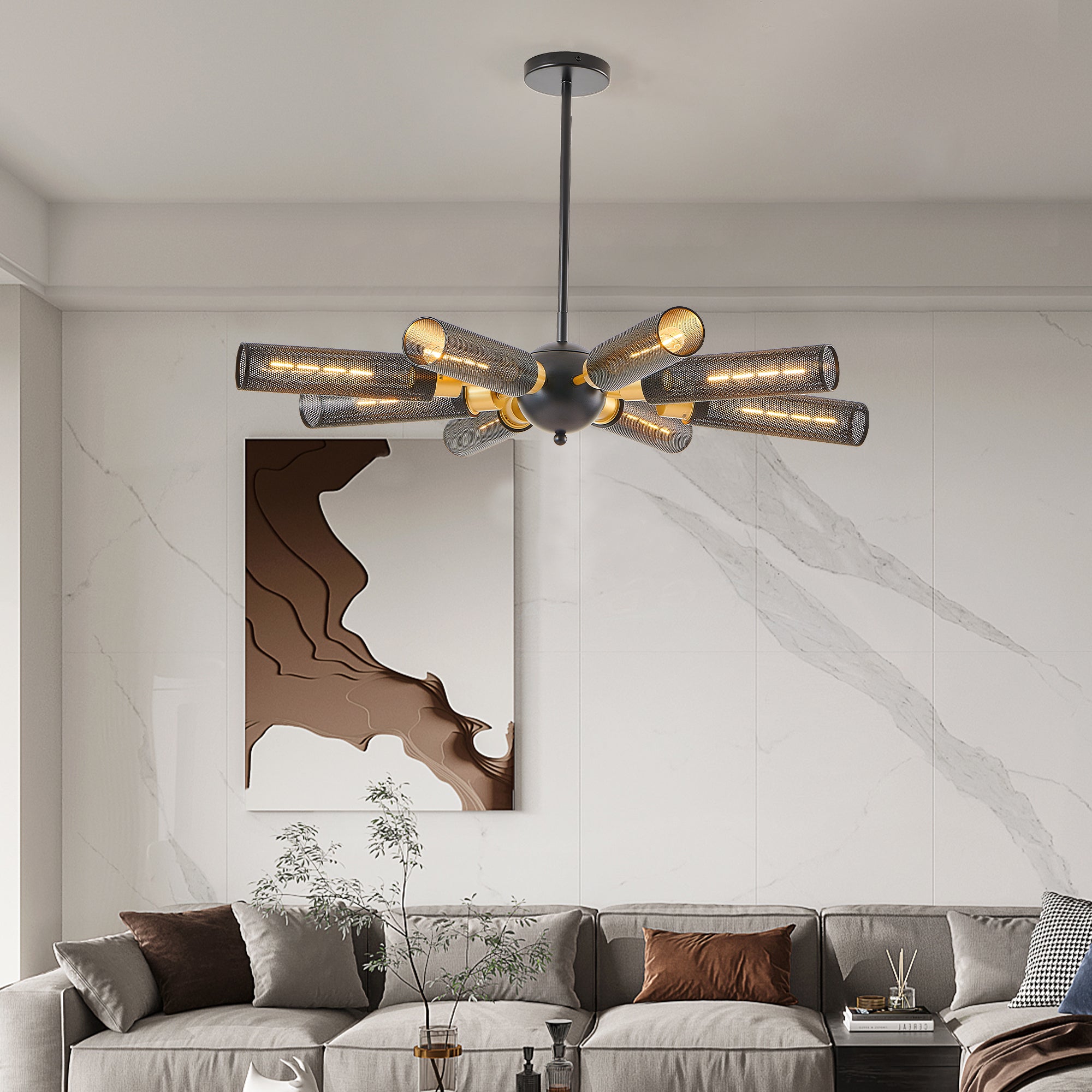 34" Modern Industrial Sputnik Chandelier