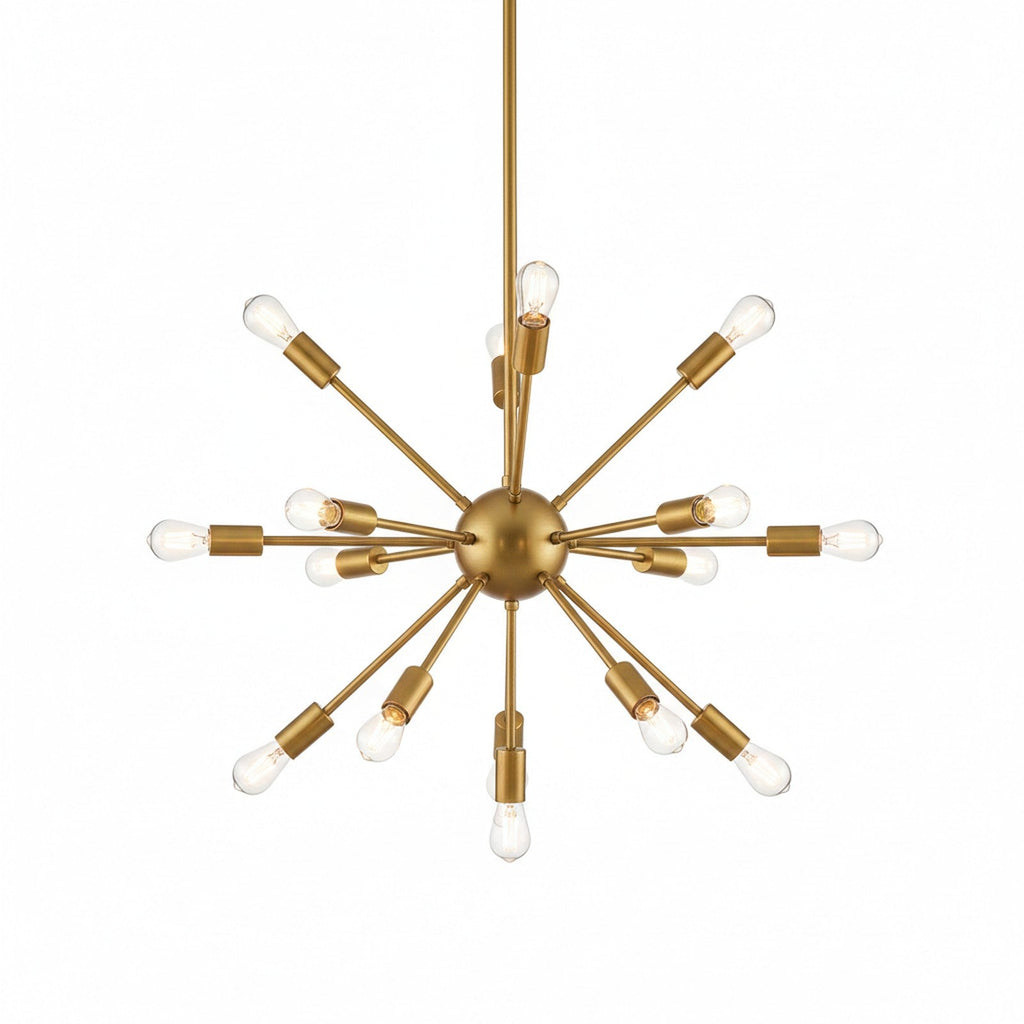 12-Light Sputnik Chandelier Brushed Gold 35 inch - White Background