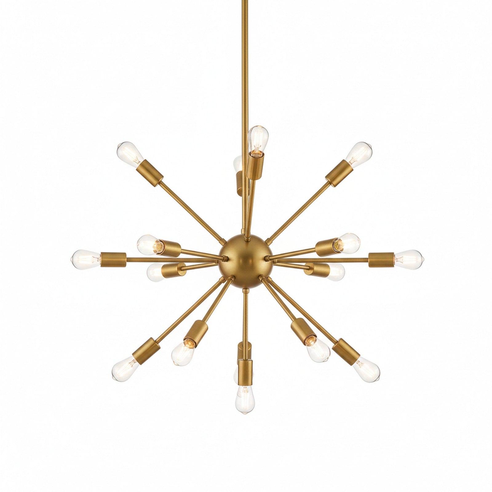 12-Light Sputnik Chandelier Brushed Gold 35 inch - White Background