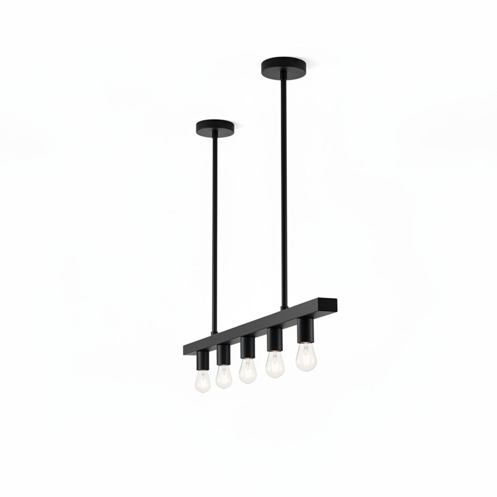 Linear Kitchen Island Pendant - end perspective showing all 5 lights receding