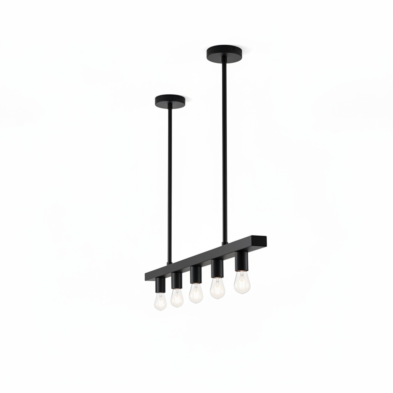 Linear Kitchen Island Pendant - end perspective showing all 5 lights receding