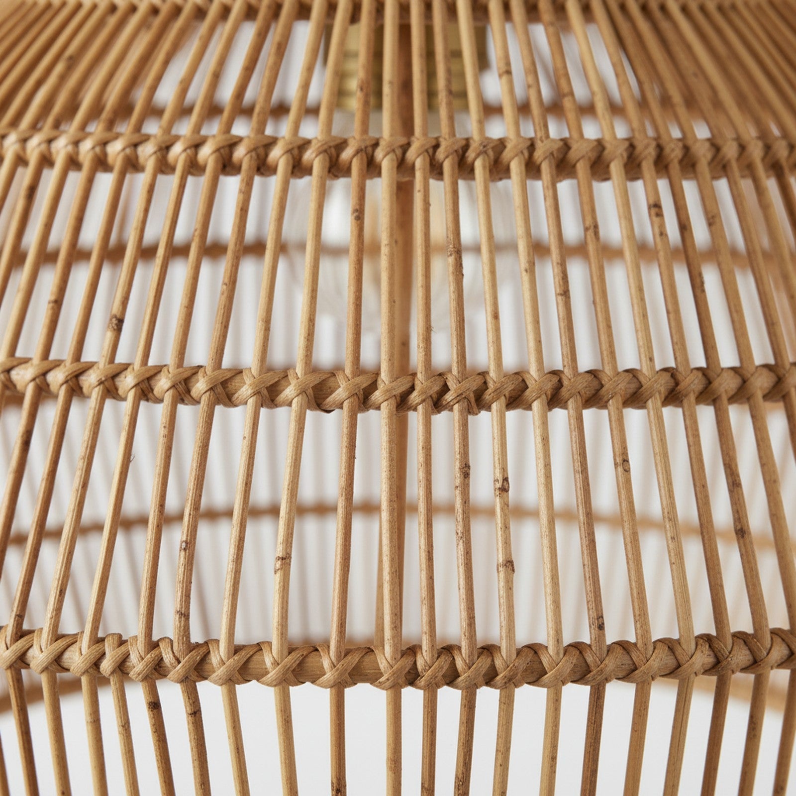 Rattan Woven Dome Pendant - close-up of tight geometric rattan weave pattern