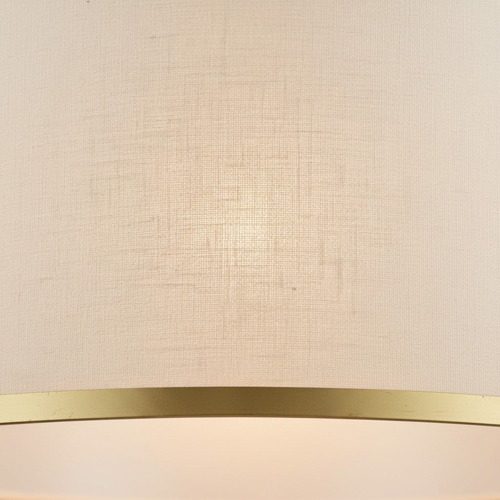 Oversized Drum Pendant - close-up of linen weave texture and brass trim ring