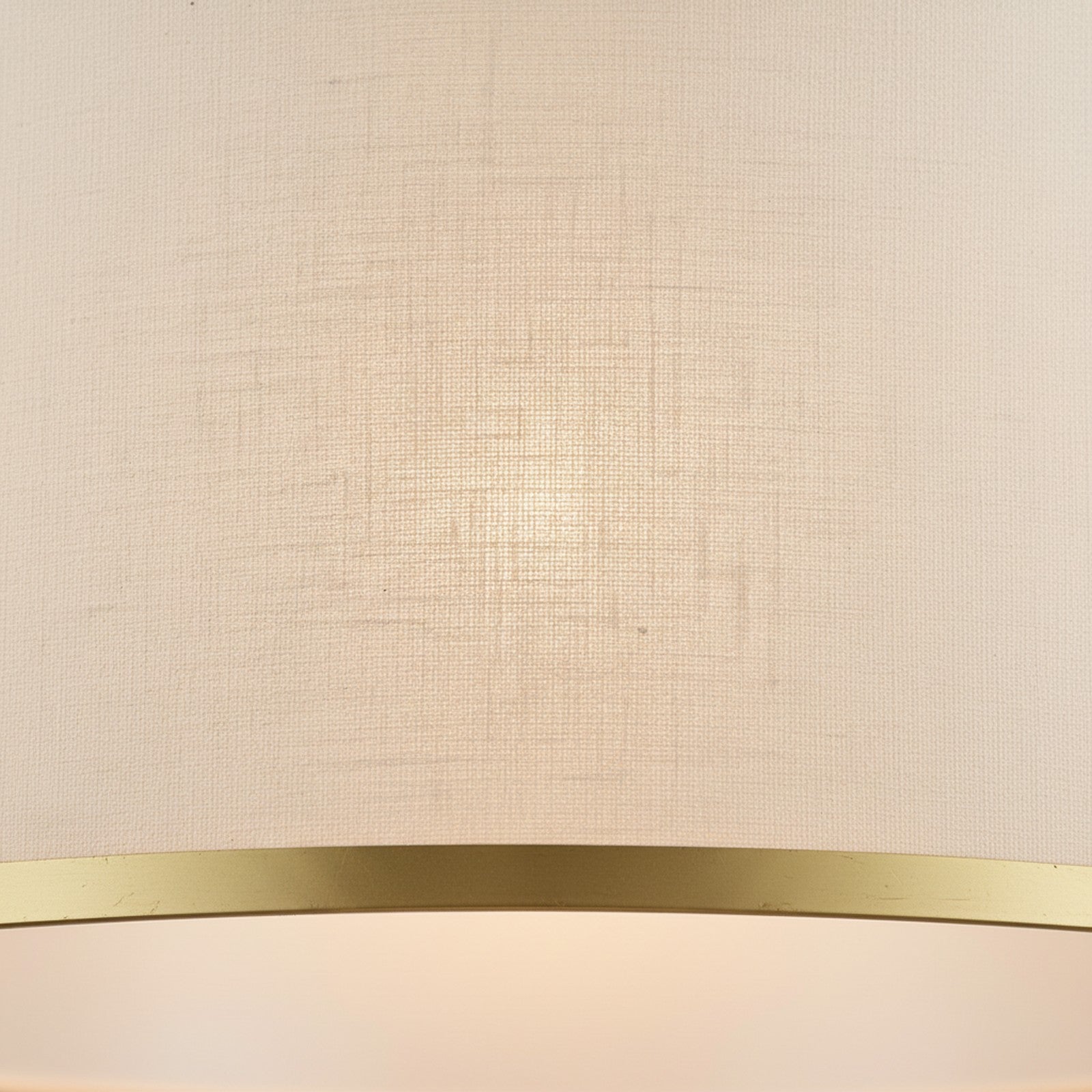 Oversized Drum Pendant - close-up of linen weave texture and brass trim ring