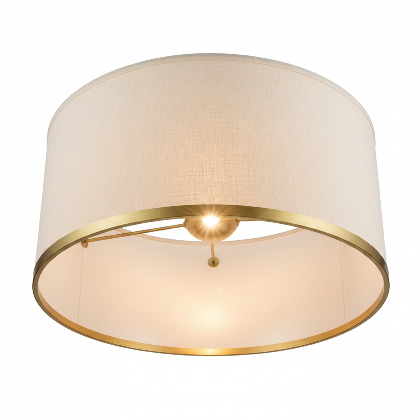 Oversized Drum Pendant - view from below showing diffused light and brass inner ring