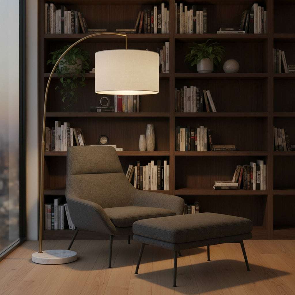 Mid-Century Arc Floor Lamp - Reading Corner Scene