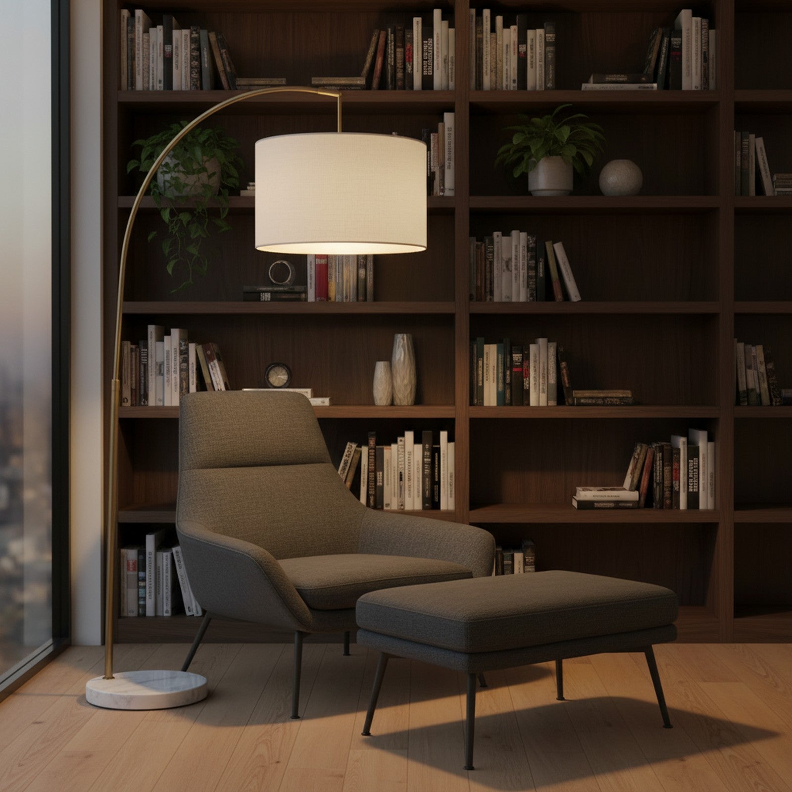 Mid-Century Arc Floor Lamp - Reading Corner Scene