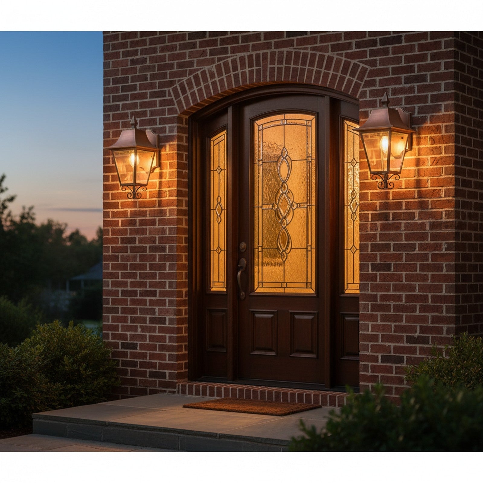Copper Outdoor Wall Lantern Pair - Lifestyle