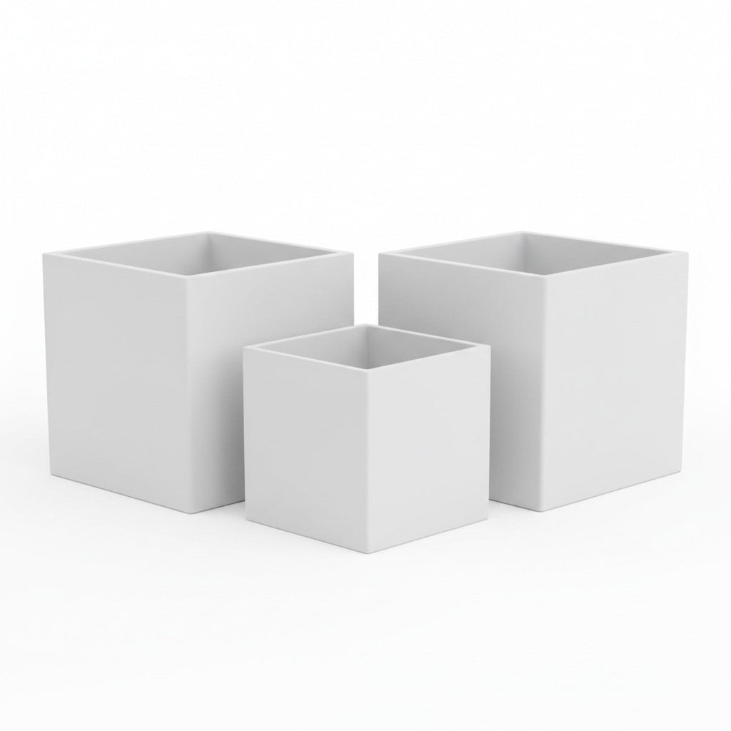 Fiberglass Modern Cube Planter Set - Product Photo