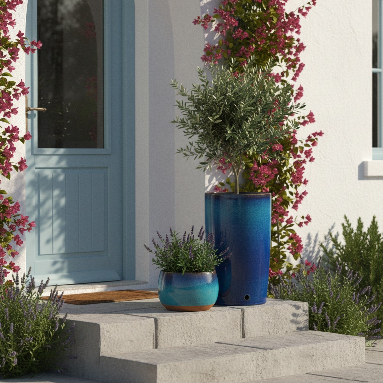 Glazed Ceramic Tall Planter - Context Scene
