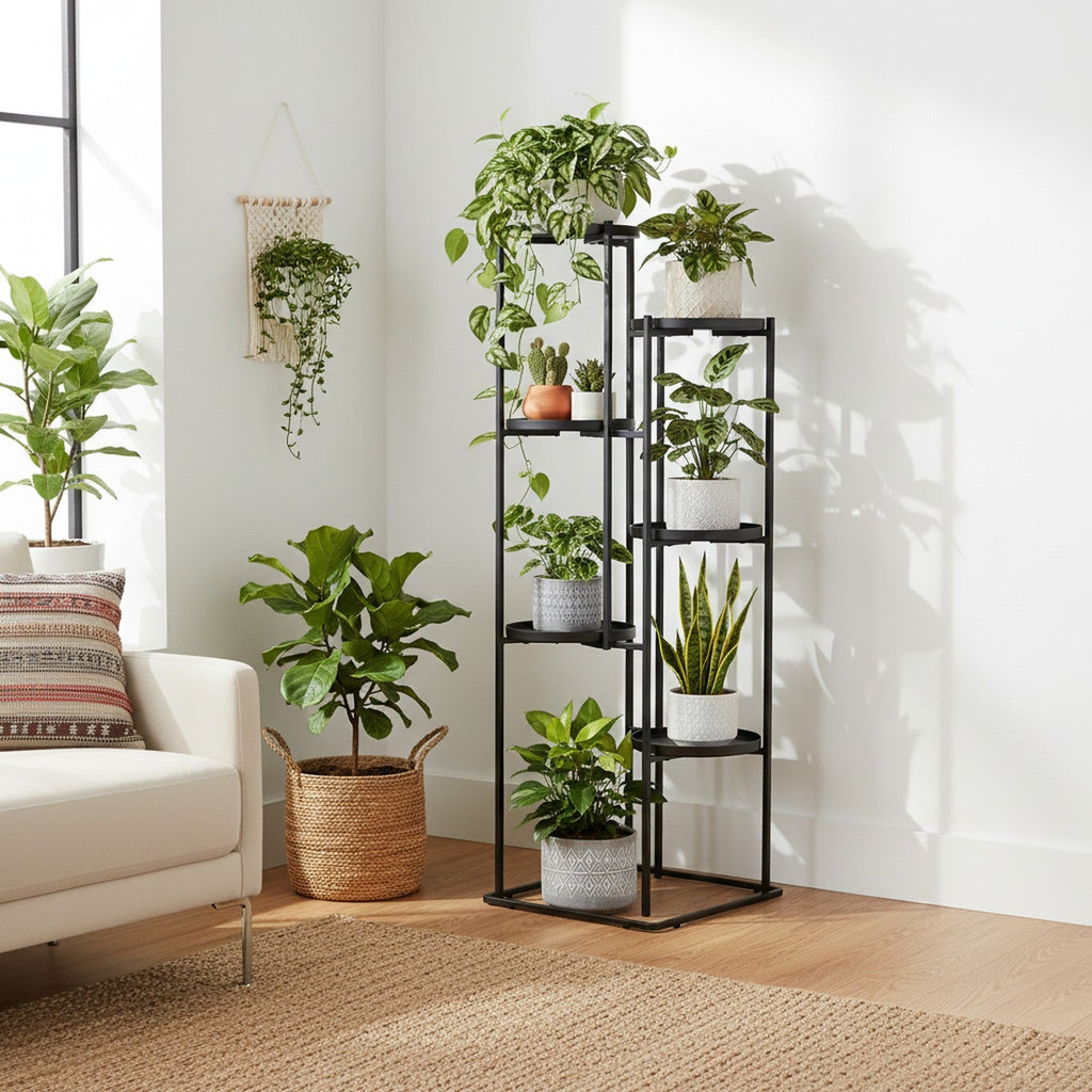 Black Metal 5-Tier Plant Stand - Lifestyle