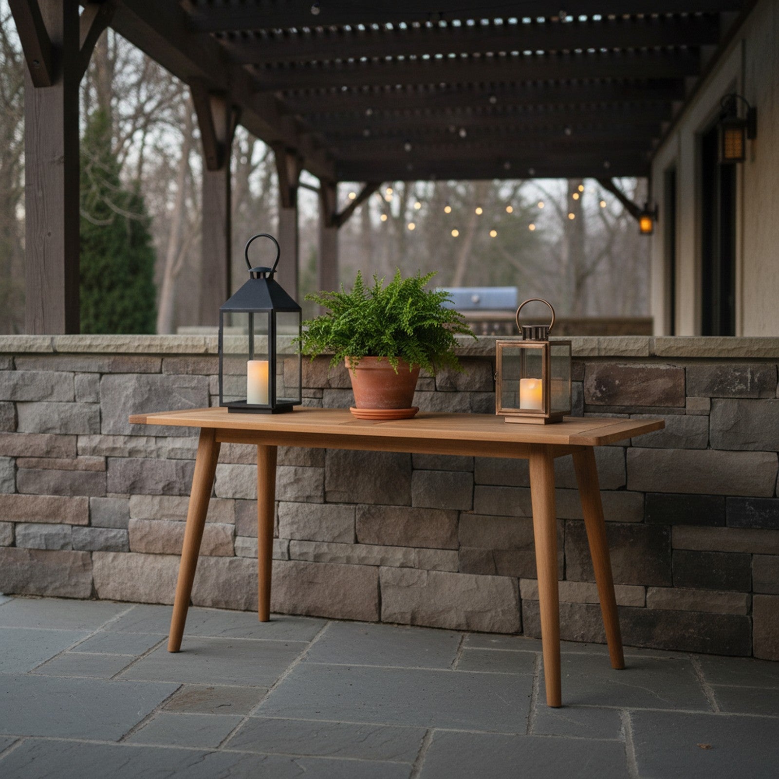 Teak Outdoor Console Table - Lifestyle