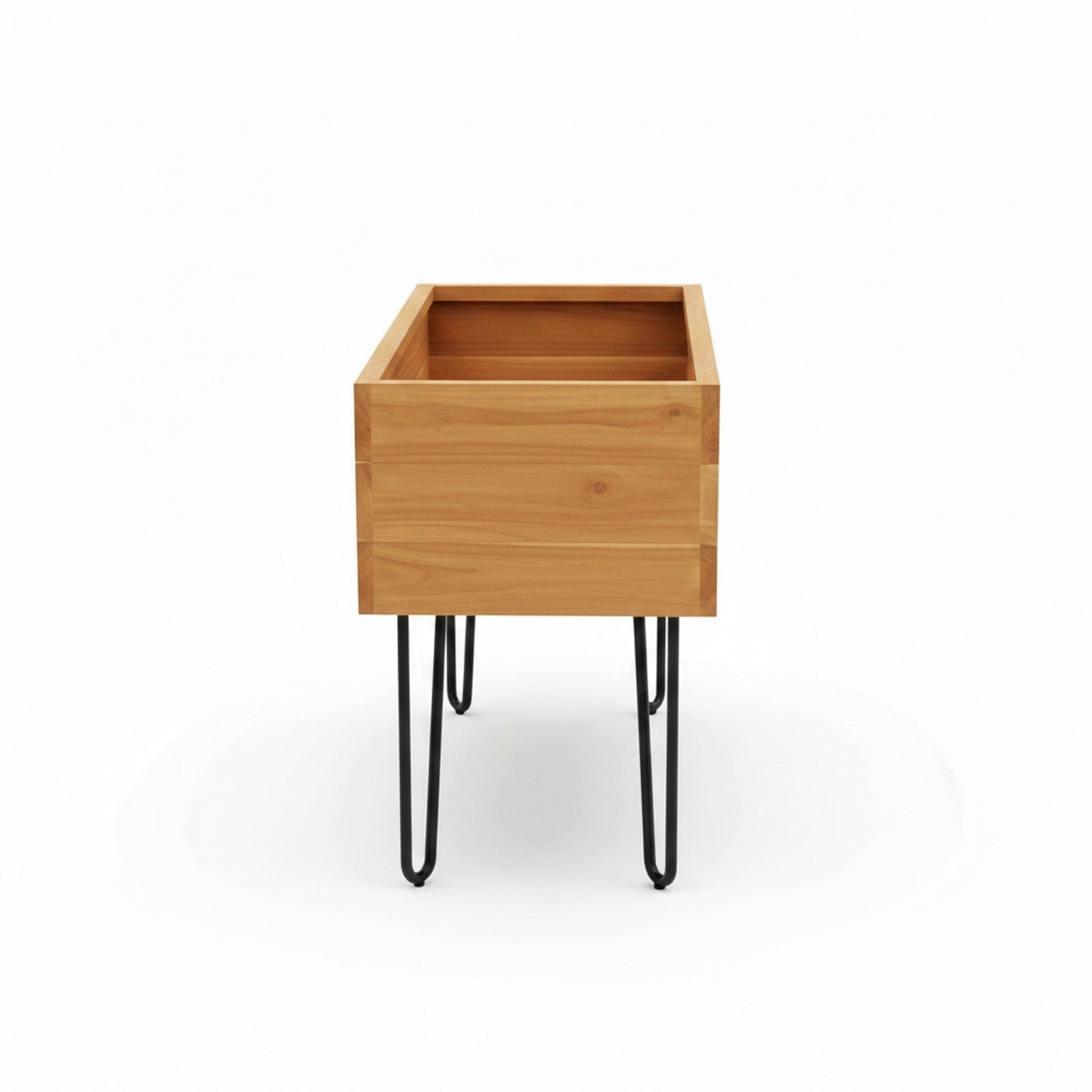 Teak & Steel Elevated Planter Box - Alternate Angle