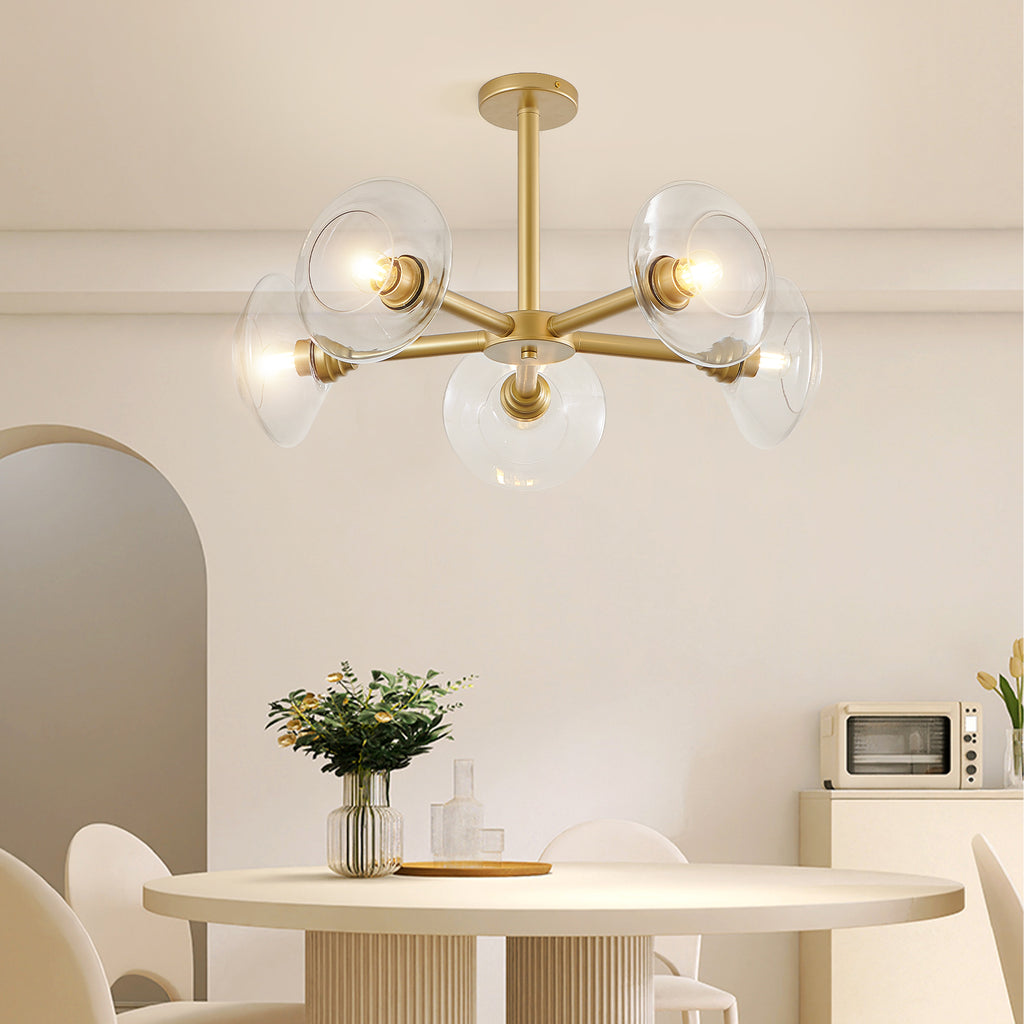26" Modern Gold 5-Light Sputnik Chandelier with Clear