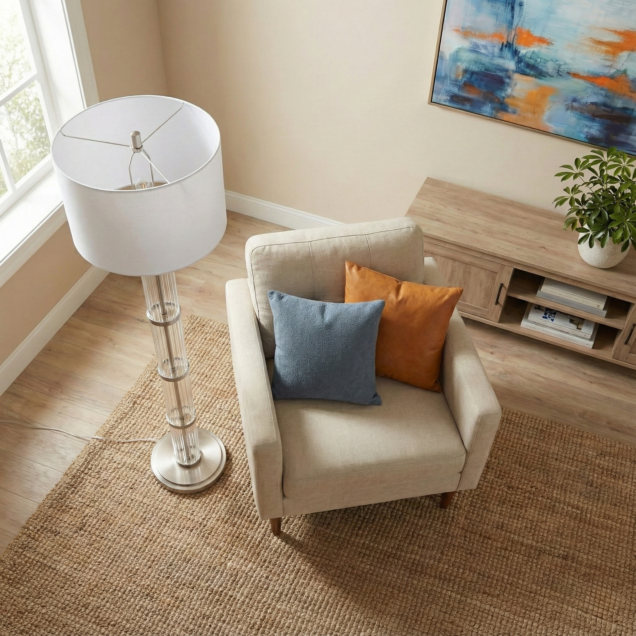 Nimbus Brushed Nickel Floor Lamp with 3-Way Rotary Switch