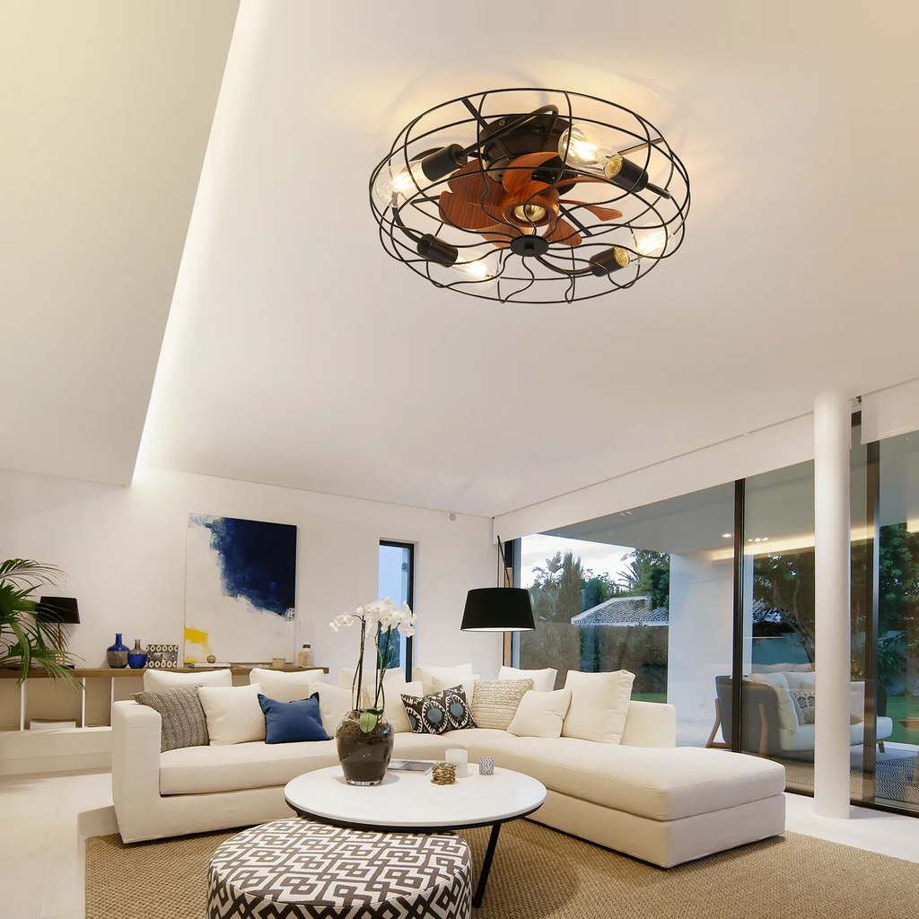 Industrial Style 20 Inch Ceiling Fan With Matte Black 6