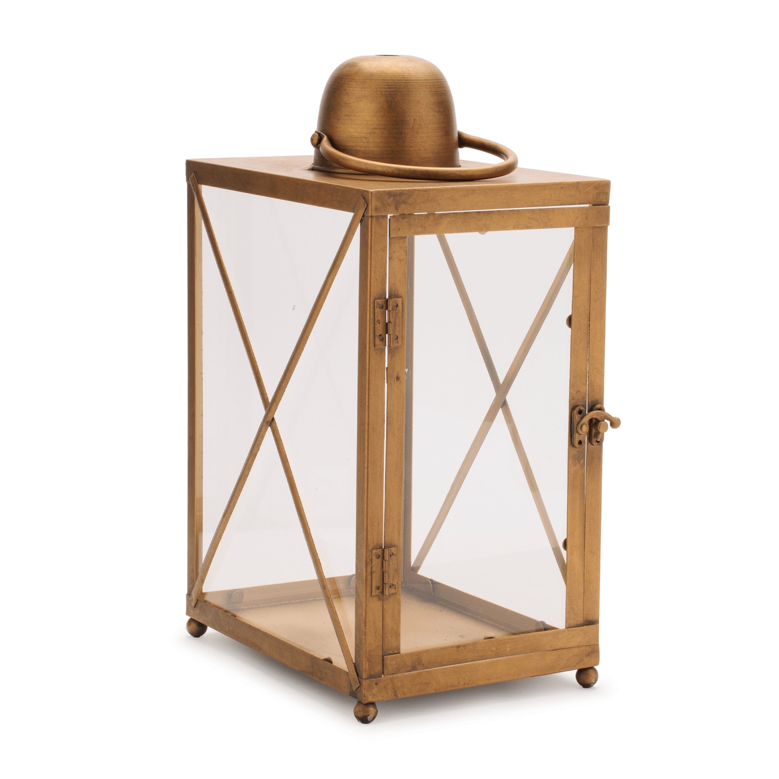 Classic Metal and Glass Crossbar Lantern (Set of 2)