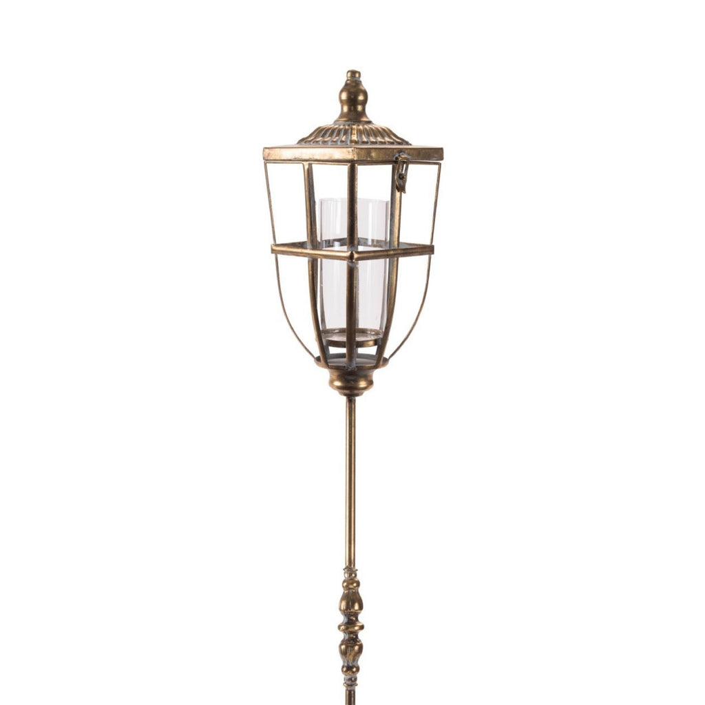 Distressed Metal Lantern Post with Glass Insert 48"H