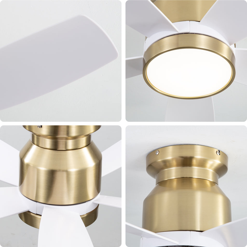 42 Inch Flush Mount Ceiling Fans with LED Light 22W and