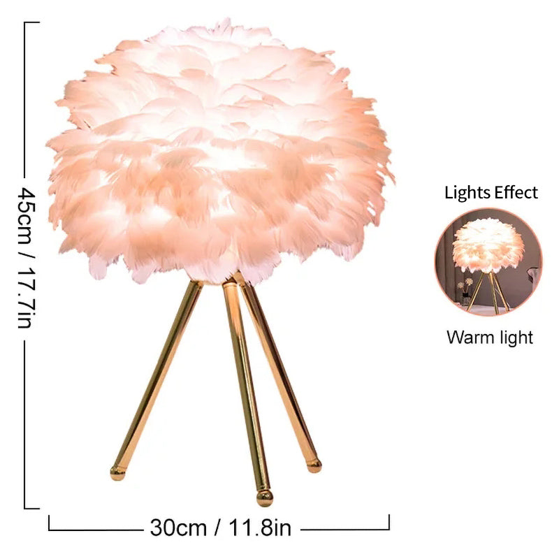 Feather Table Lamp for Bedroom