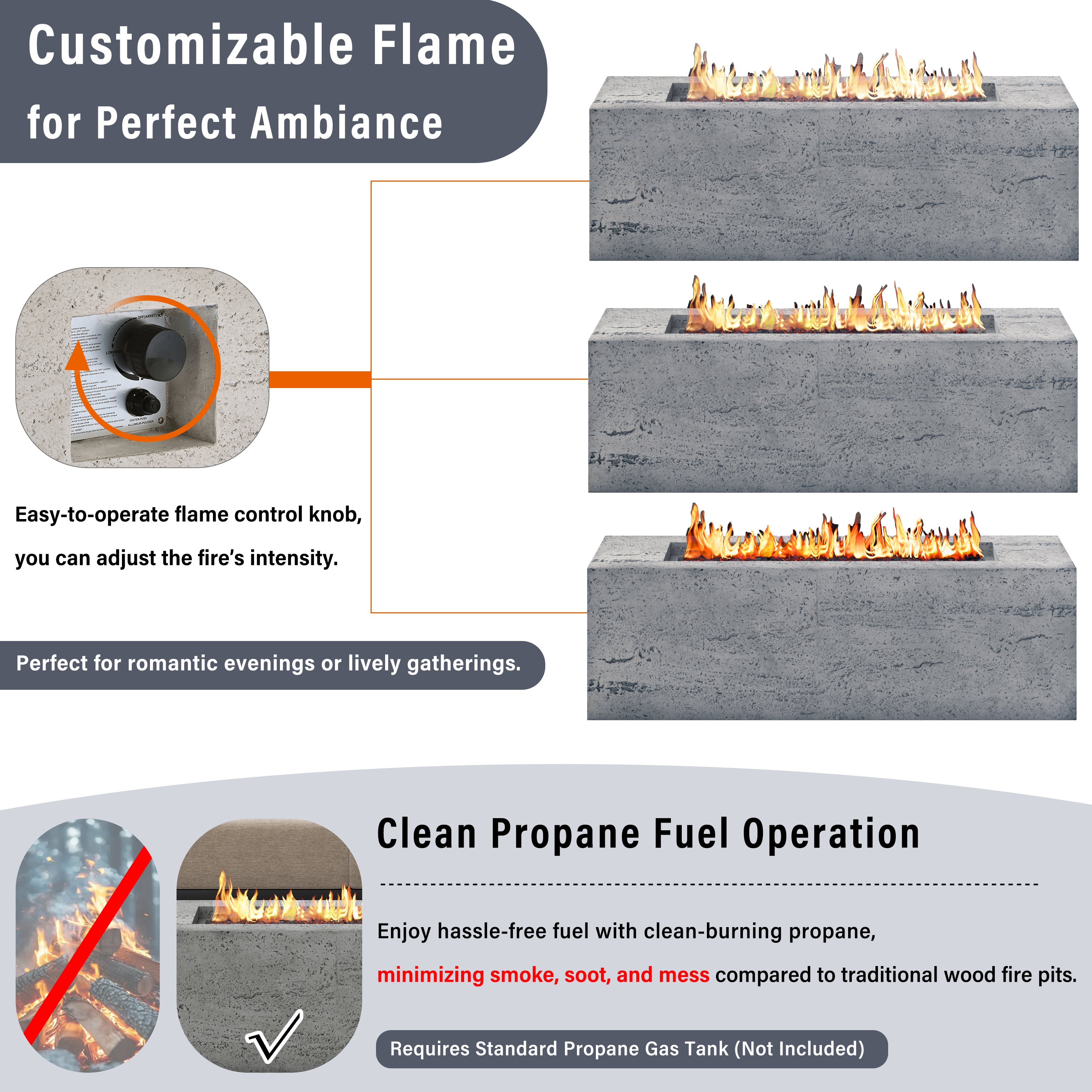 U_STYLE 2-in-1 Outdoor Fire Pit & Propane Tank Stand Set