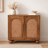 Solid Wood Arched Rattan Sideboard, 2 Doors