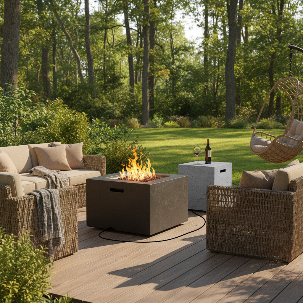 U_STYLE 24.02'' Square MGO Propane Fire Pit Set