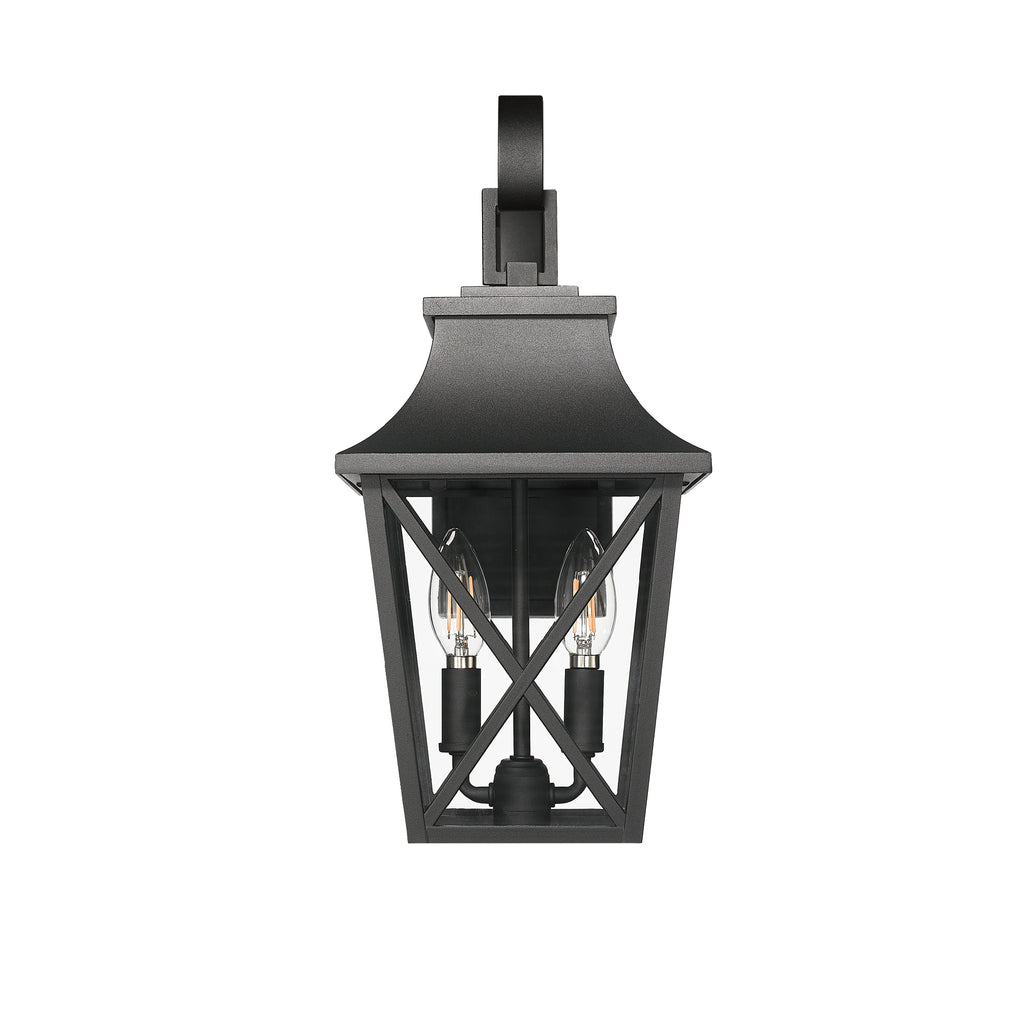 Black Outdoor Wall Lantern 2-Light Light Fixture