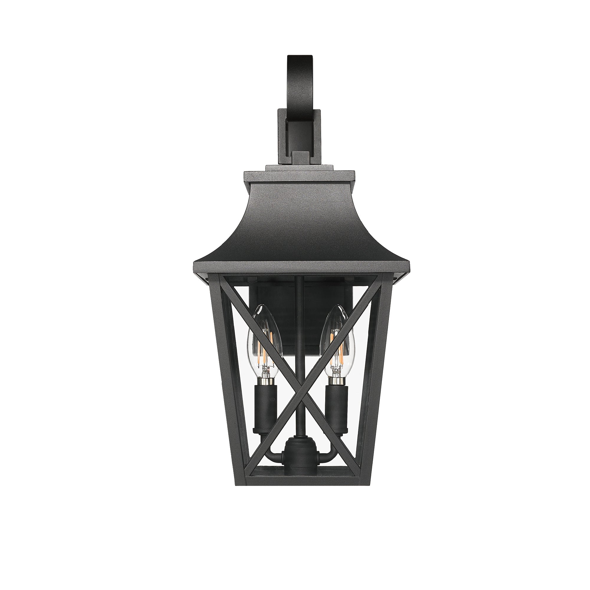 Black Outdoor Wall Lantern 2-Light Light Fixture