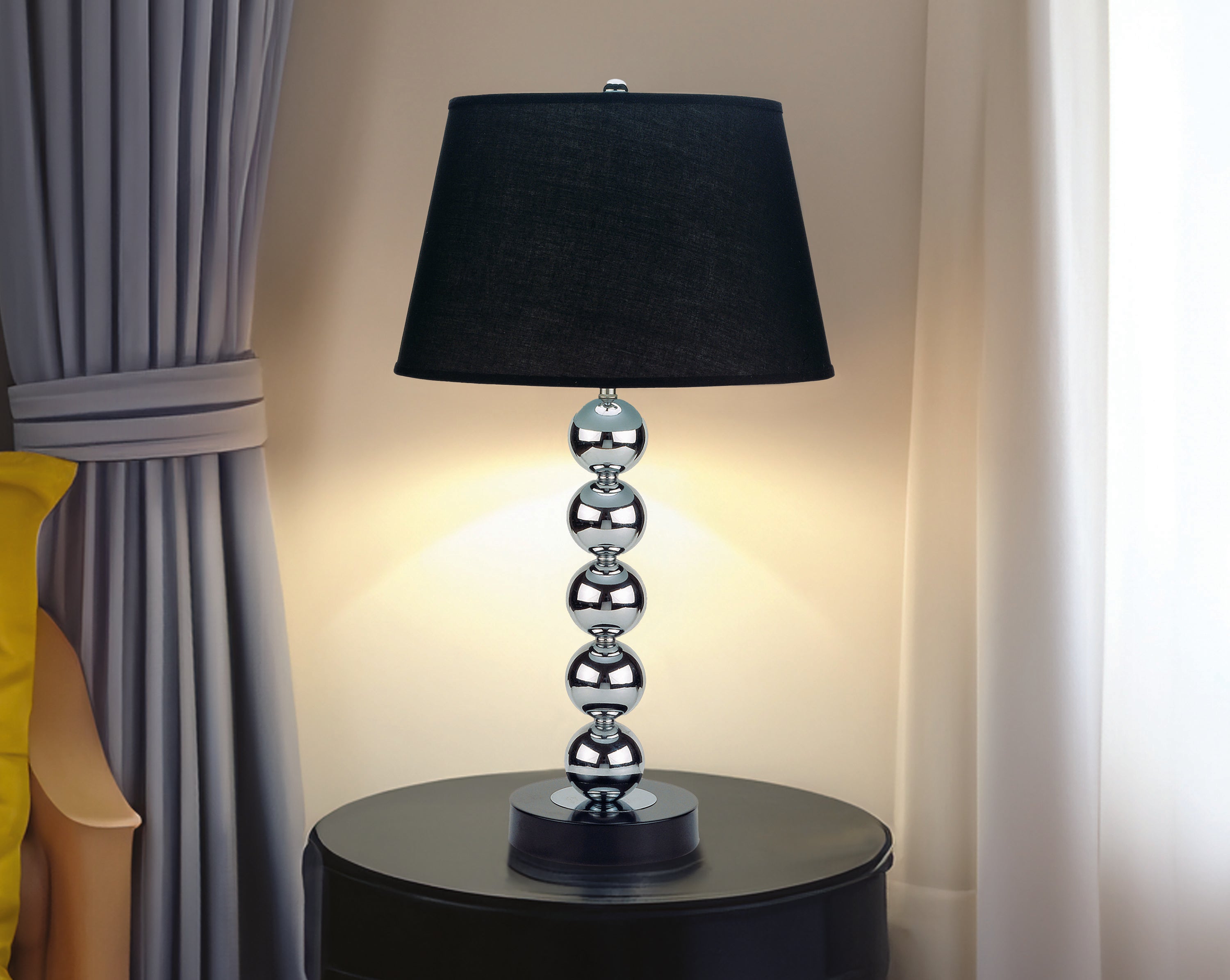 2pc Modern Sleek Table Lamp Reflective Spheres Catch the