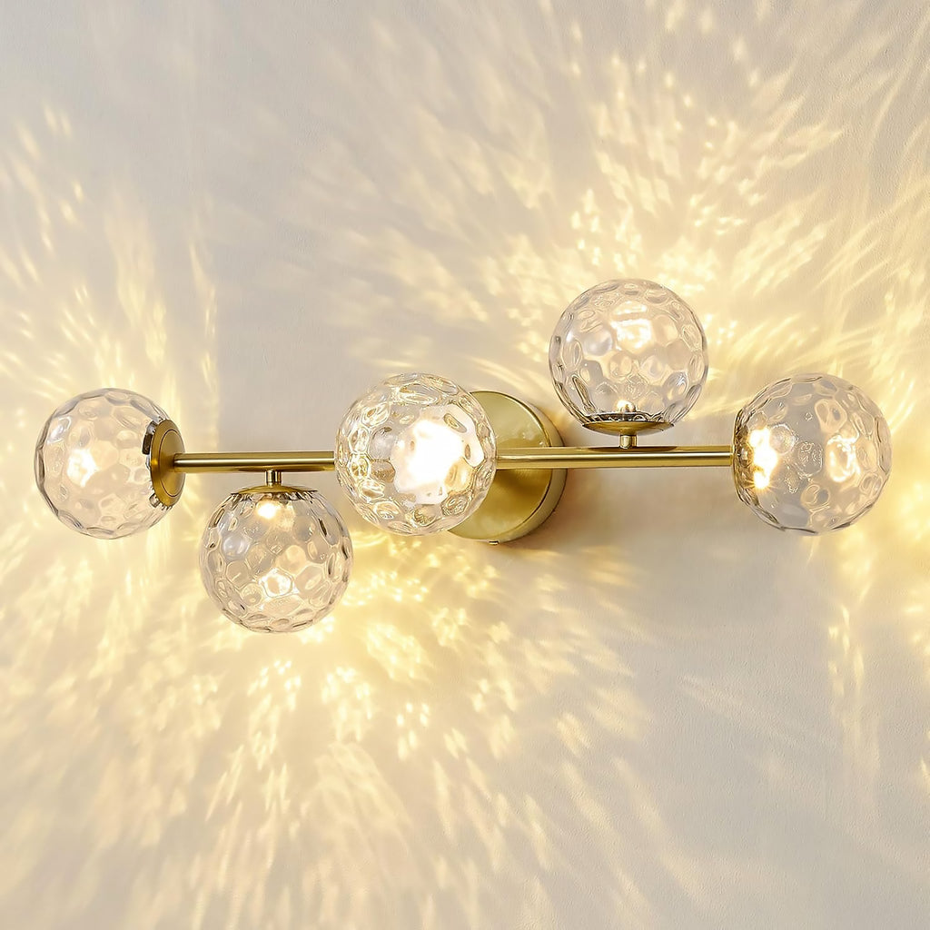 Gold Bathroom Vanity Light Fixtures: Modern Bath 5 Lights