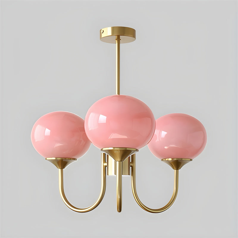 3-Lamp Pink/White/Beige Chandelier