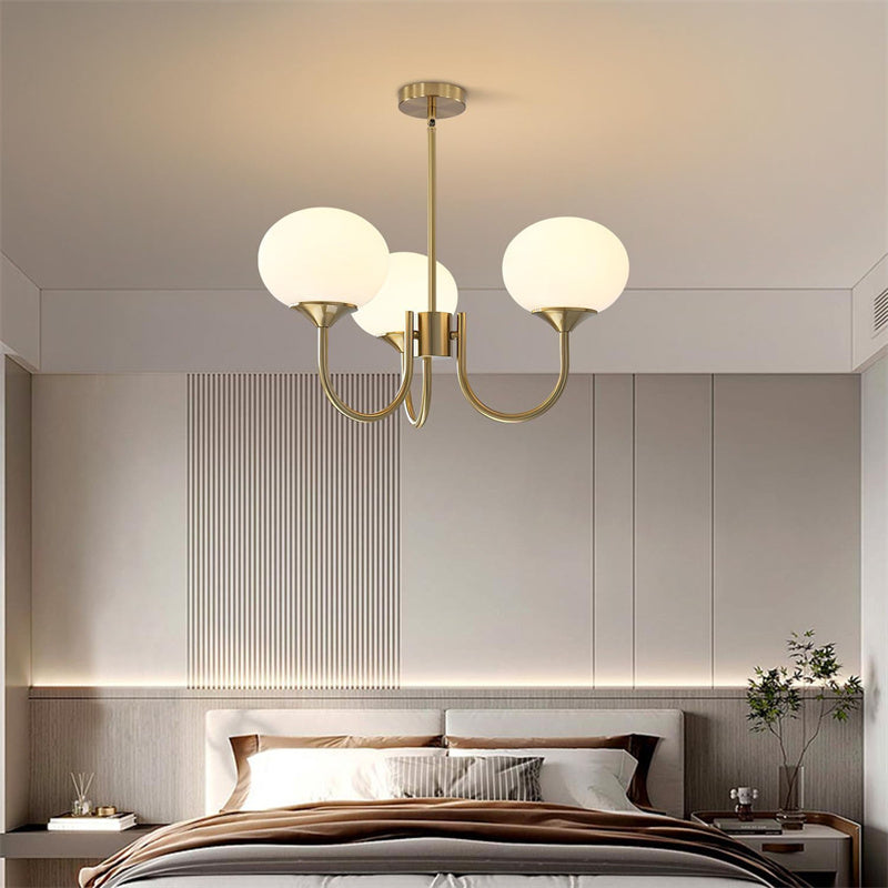 3-Lamp Pink/White/Beige Chandelier