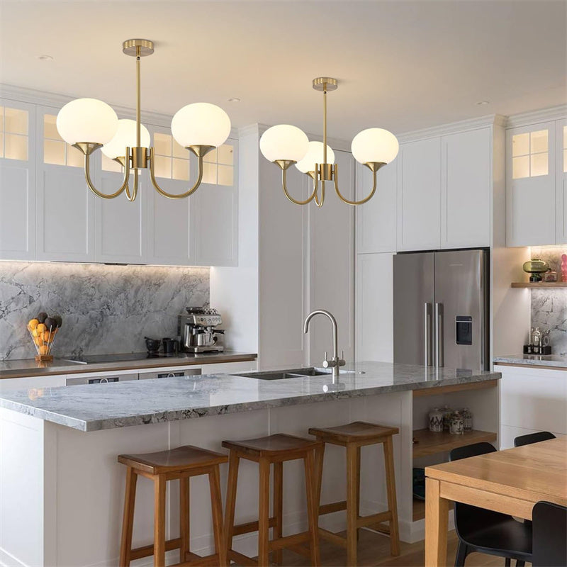 3-Lamp Pink/White/Beige Chandelier