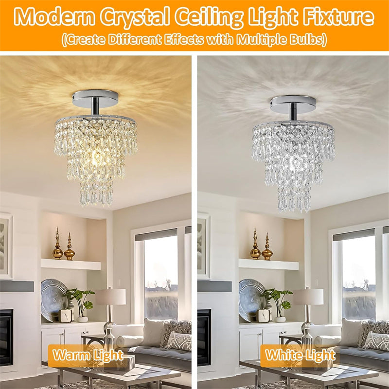 Recessed Ceiling Lamp with 3 Levels of Crystal Drops